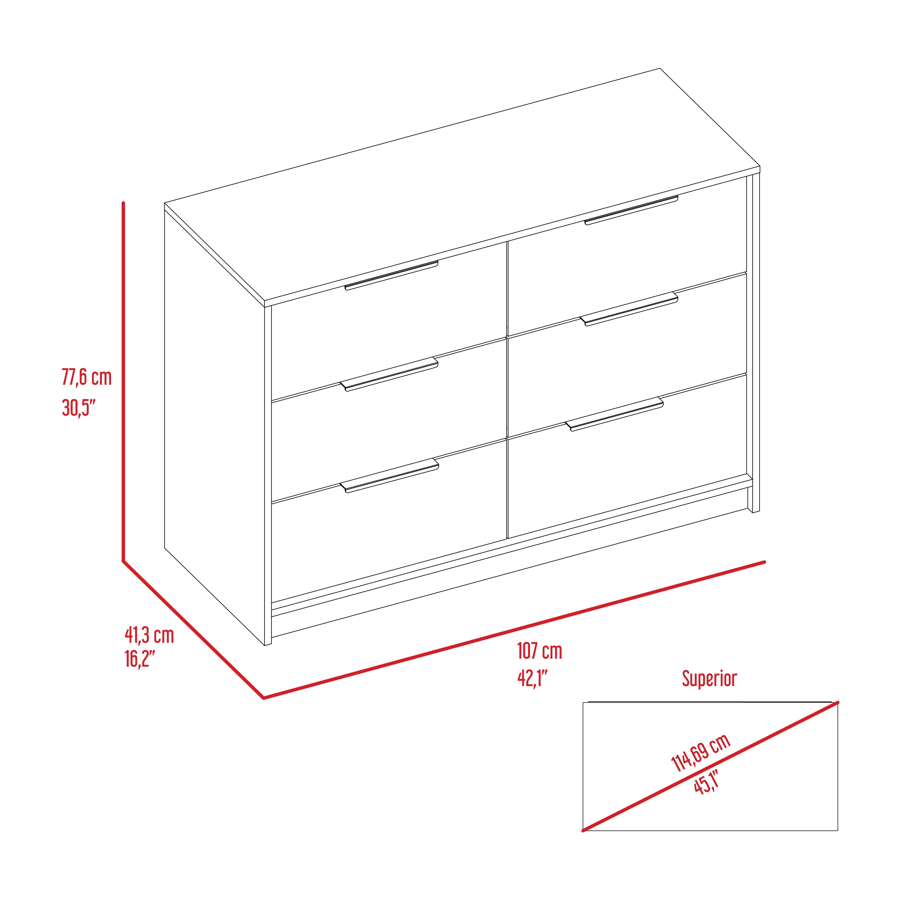 4 Drawer Double Dresser - Black / Pine