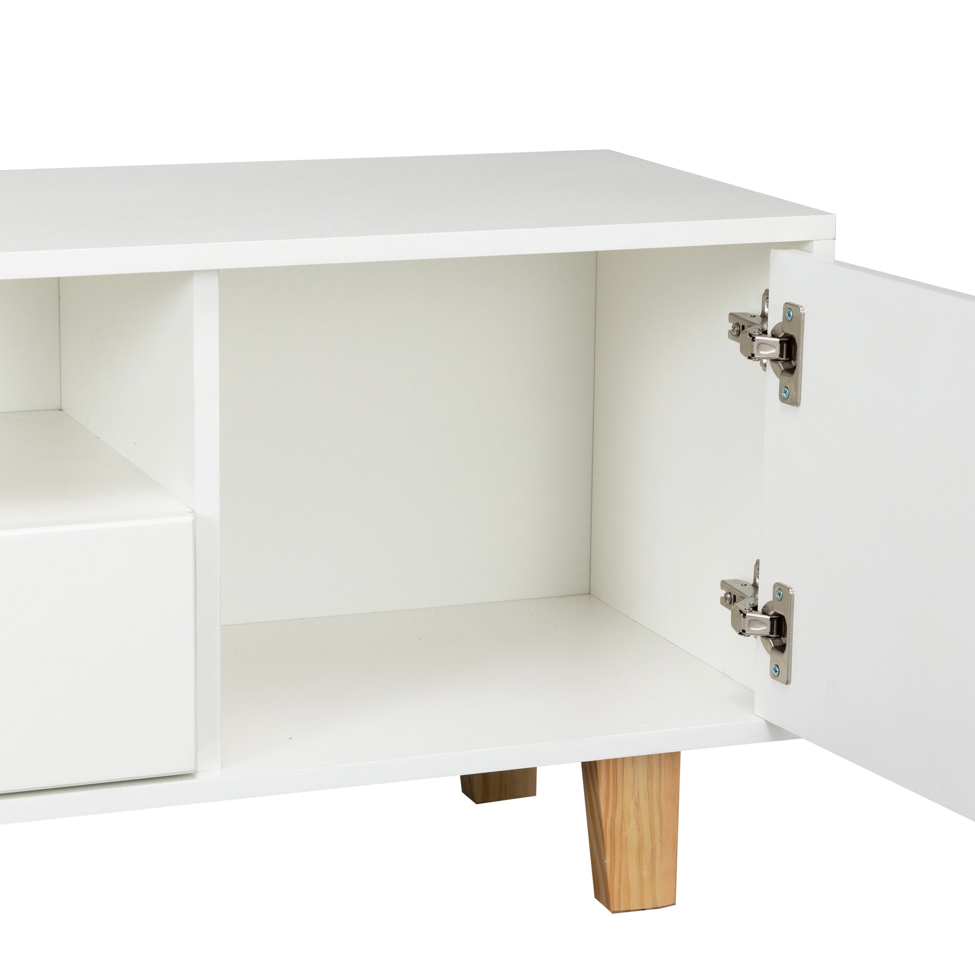 TV Media Console with LED Remote Control Light - White