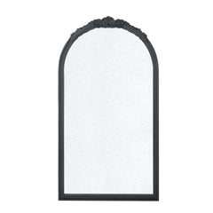 Hand Carved Rose Antique Mirror Frame 23"x42"  - Black