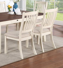 White Classic Dining Chairs Set Rubberwood Beige (Set of 2)