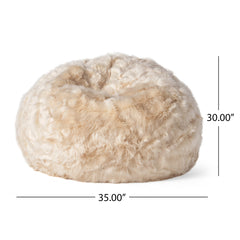 Modern Glam Shag Fur 3 Foot Bean Bag - Bengal Beige