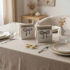 Napkin Holder Bow Iridescent White Color 6x5x2.5"