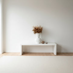 French Contemporary White Ribbed Ceramic Vase 11.5"