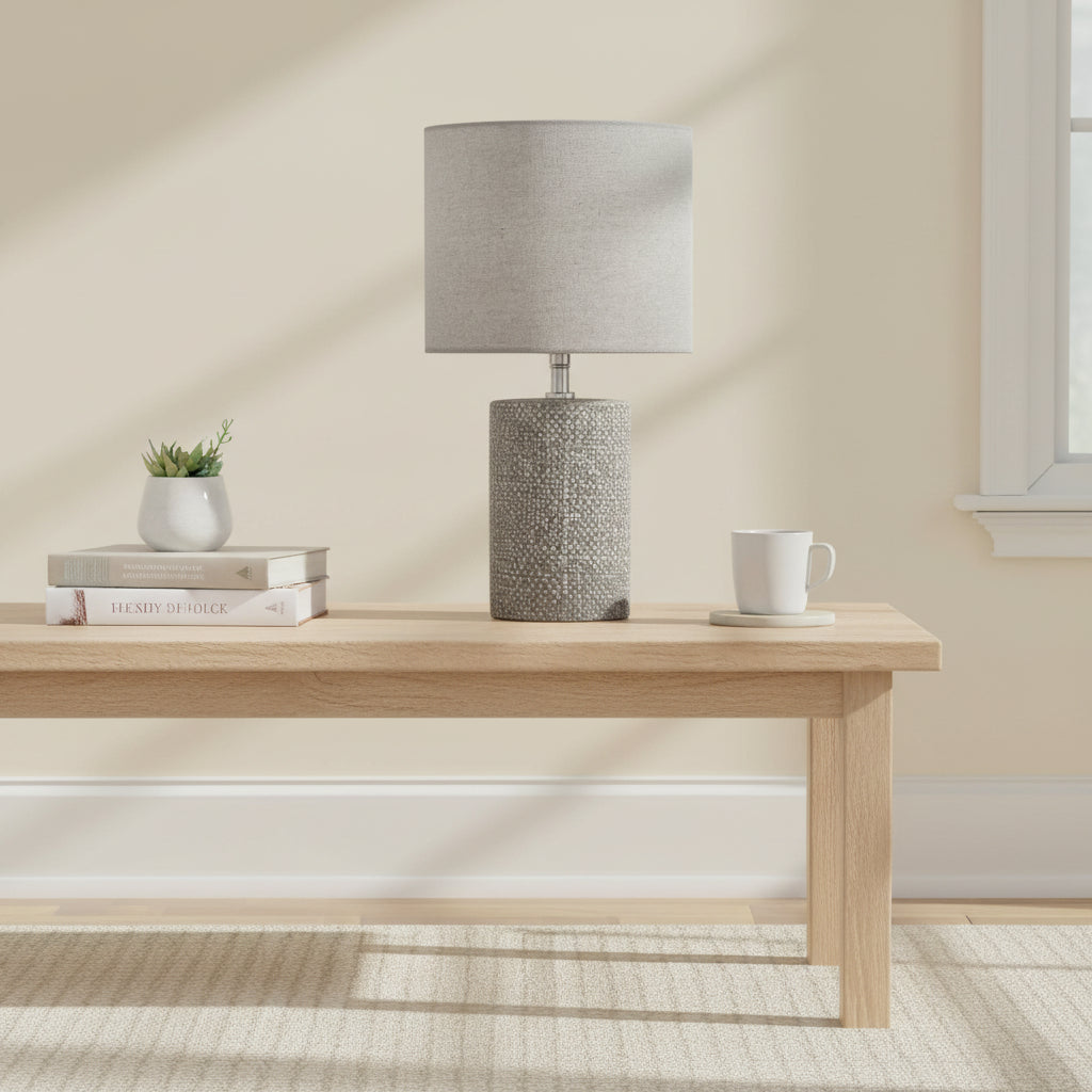 Grey Embossed Ceramic Table Lamp