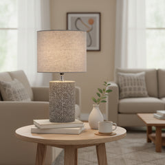 Grey Embossed Ceramic Table Lamp