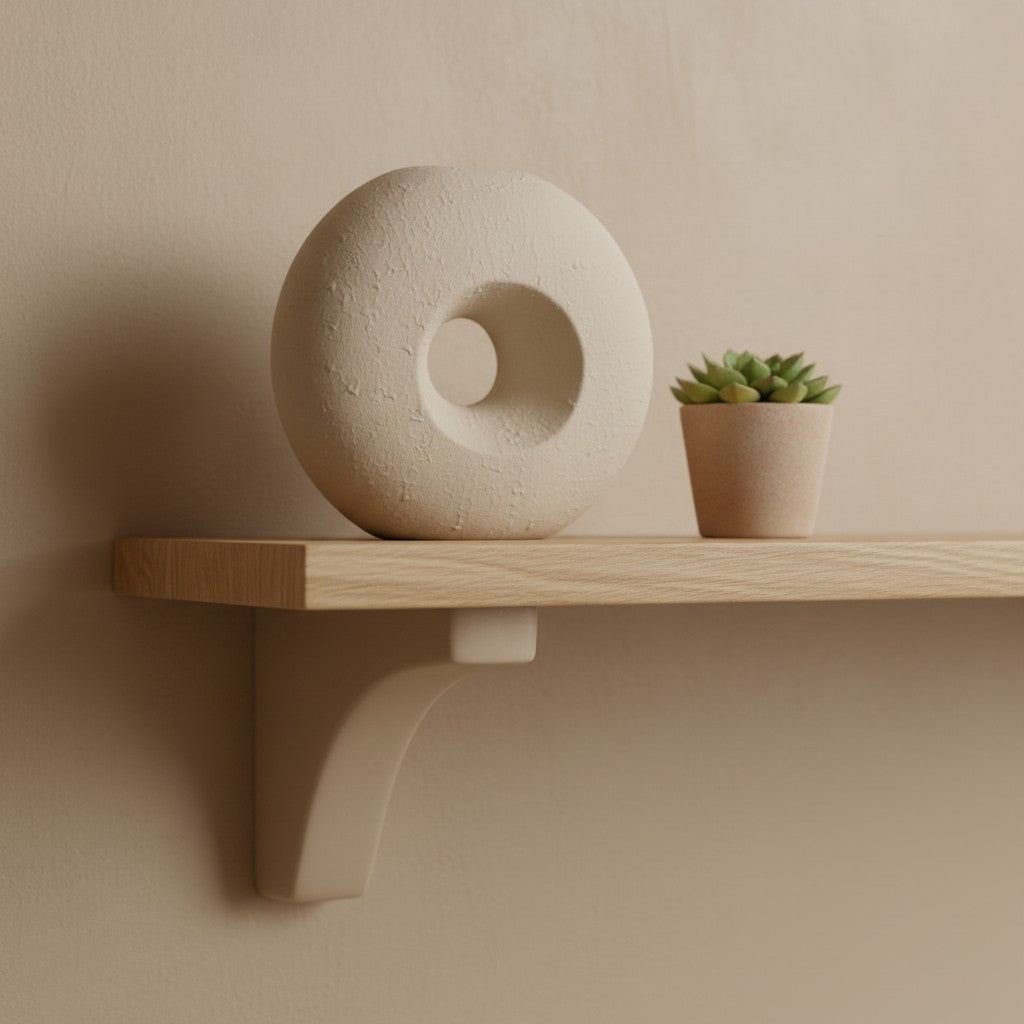 Modern Textured Donut Vase 10 inch tall - Beige