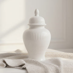 Ceramic White Jar With Lid 14" (10"without lid)