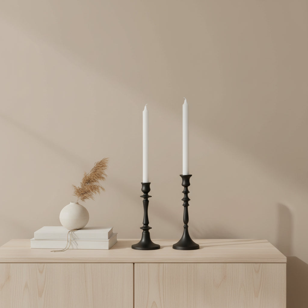 Metal Candle Holder Set of 2 - Black