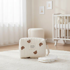 Baby Small Diaper Bear Bag, Mini Stroller Storage Bag, Quilted Cotton Cute Bag for Travel, Organizer Pouch 10x6x1in