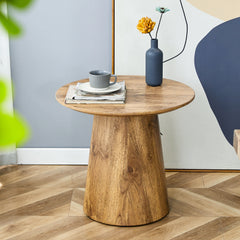 Natural Wood Grain MDF Round Coffee Table - 21.6' Diameter, 19.7' Height.Natural Wood Grain Texture Sticker,Exquisite Wood Grain Surface,Flexible MatchingMRound Tabletop Design.