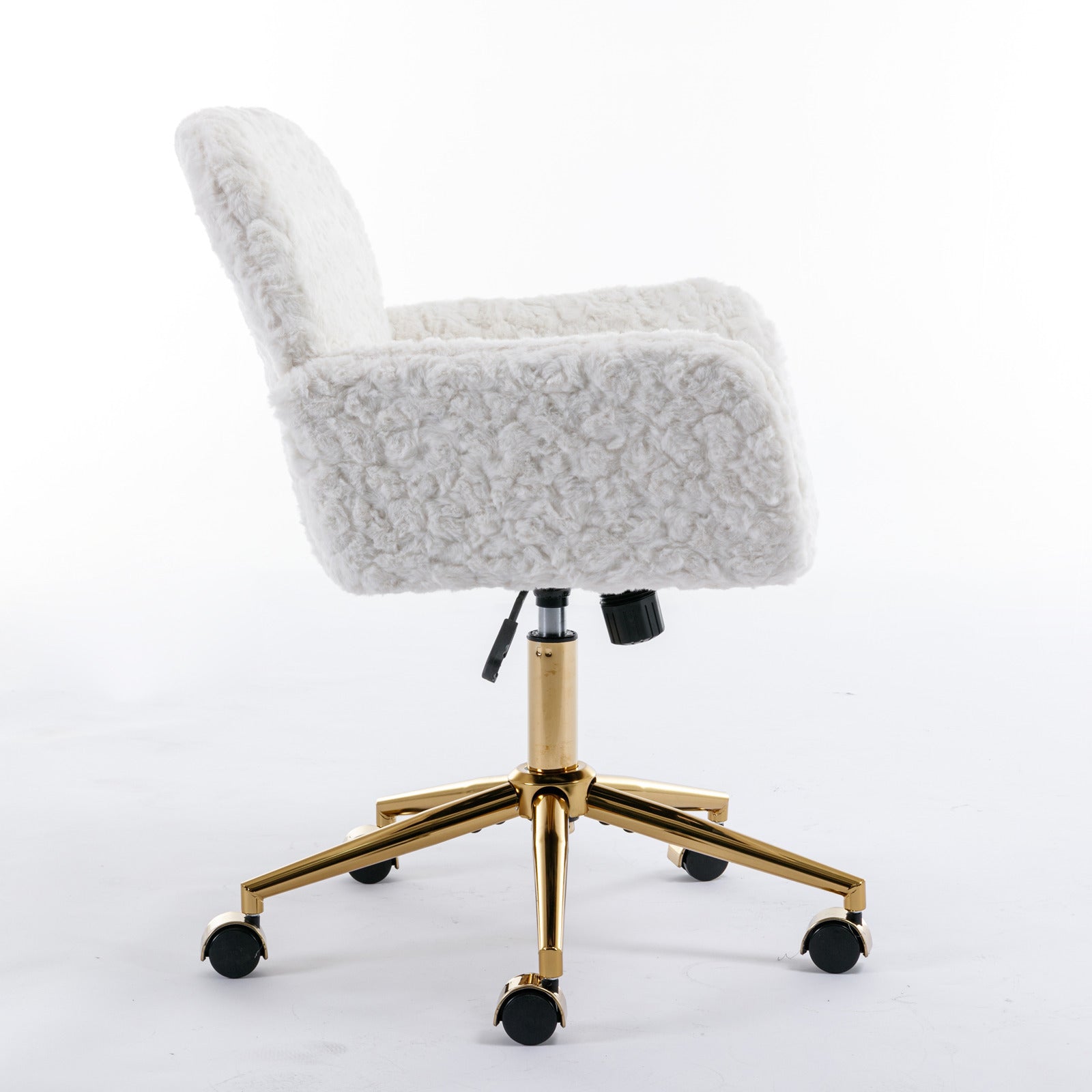 Cozy Plush Home Office Chair with Golden Metal Base  Adjustable Desk Chair Swivel Office Chair,Vanity Chair - Cream