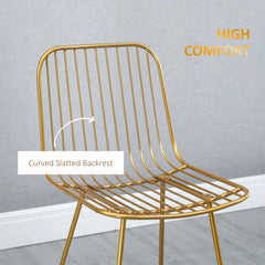 Set of 2 Gold Modern Bar Stools, Metal Wire Bar Height 30" with Back and Footrest