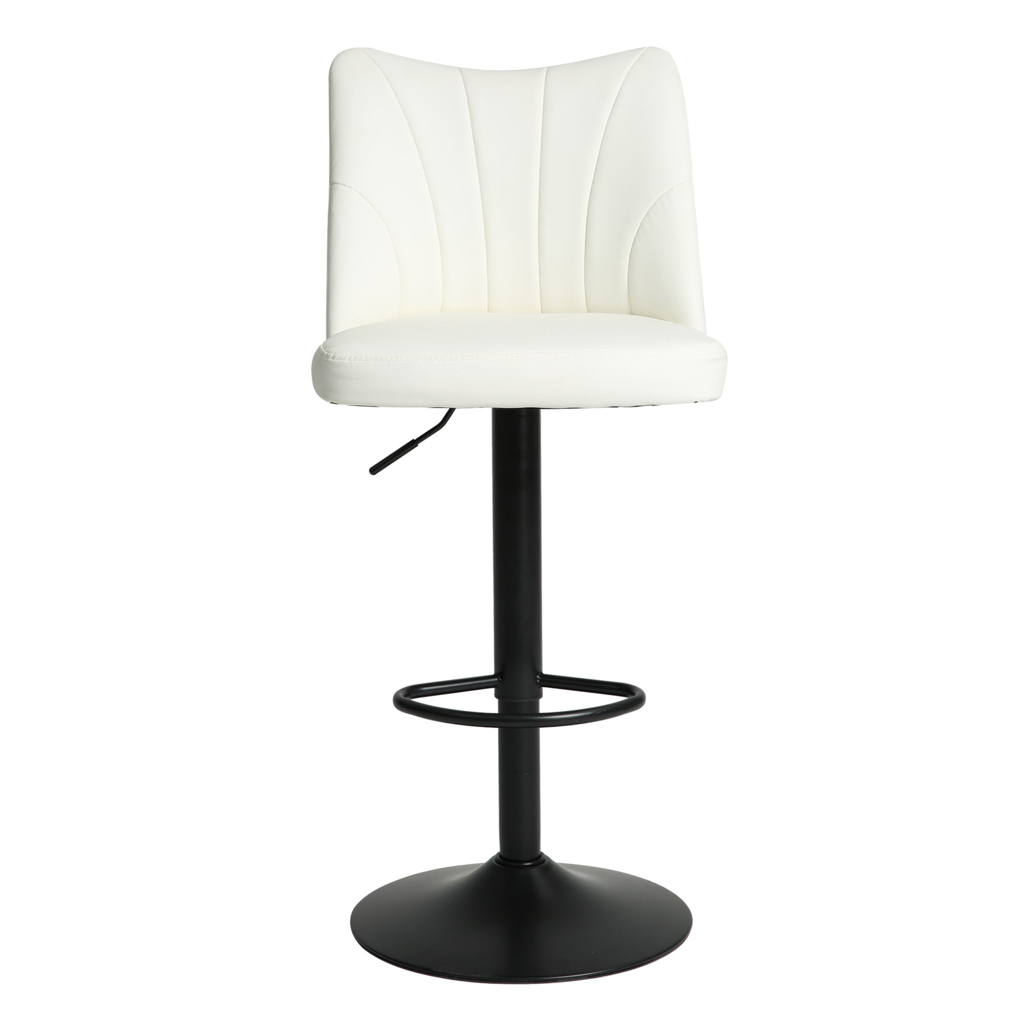 Set of 2 Adjustable Counter Stool, Modern Armless Faux Leather Barstool Chairs with Backs