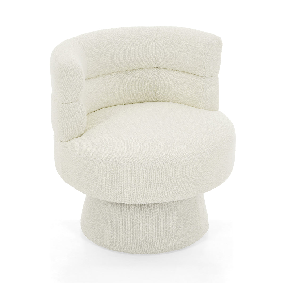 Contemporary Boucle Swivel Accent Chair in Cream White, 360° Rotating Design with Ergonomic Support for Living Room, Bedroom & Home Office