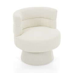 Contemporary Boucle Swivel Accent Chair in Cream White, 360° Rotating Design with Ergonomic Support for Living Room, Bedroom & Home Office