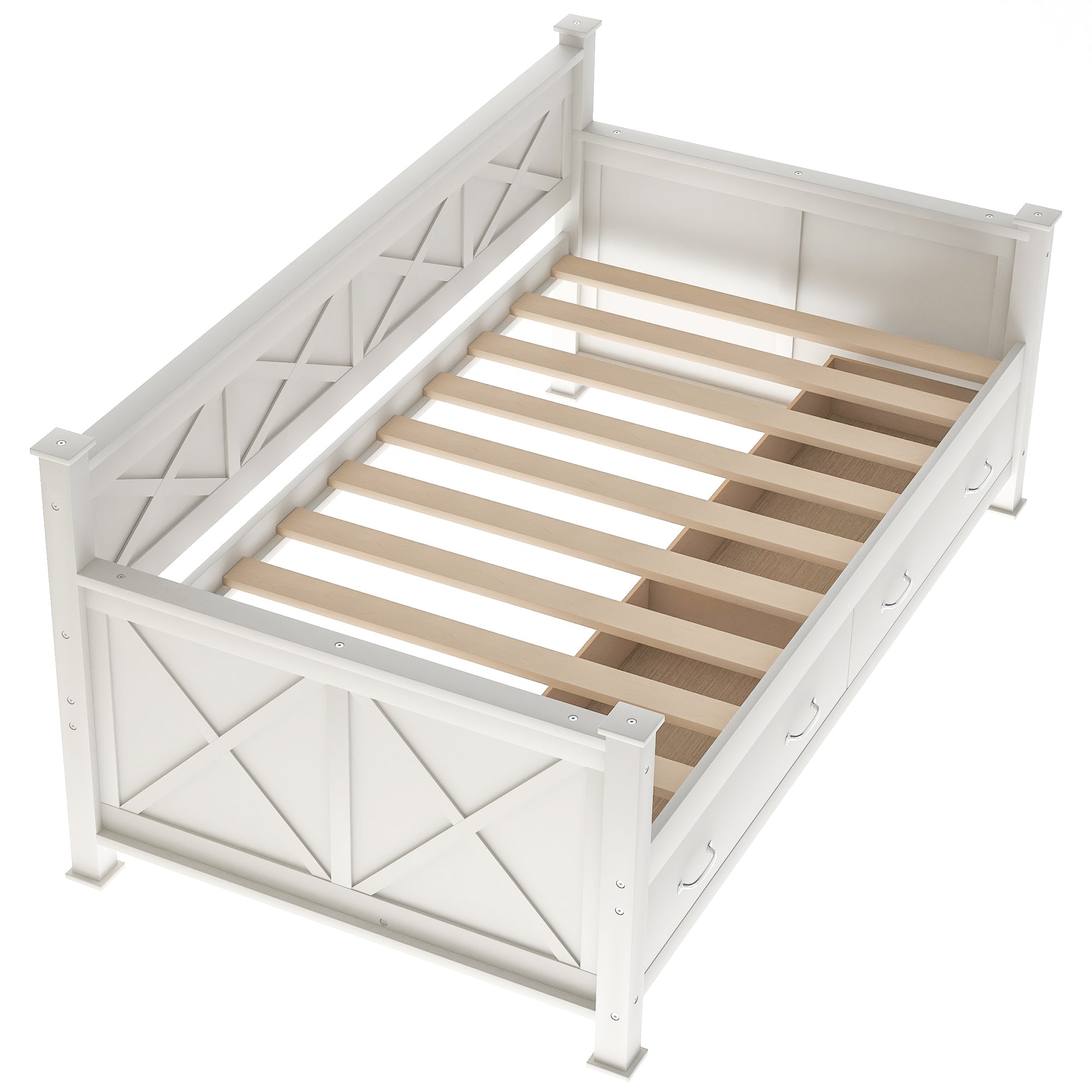 Twin Size Wooden Modern and Rustic Casual Style Daybed - Cream White