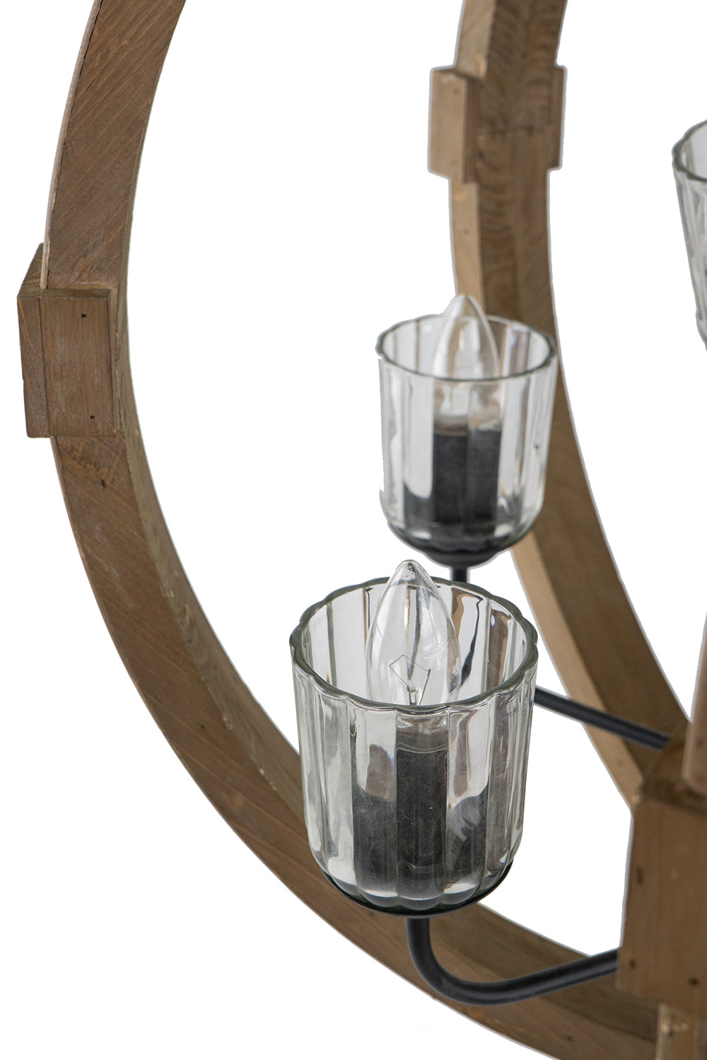 9- Light Globe Chandelier, Wood Chandelier Hanging Light Fixture with Adjustable Chain