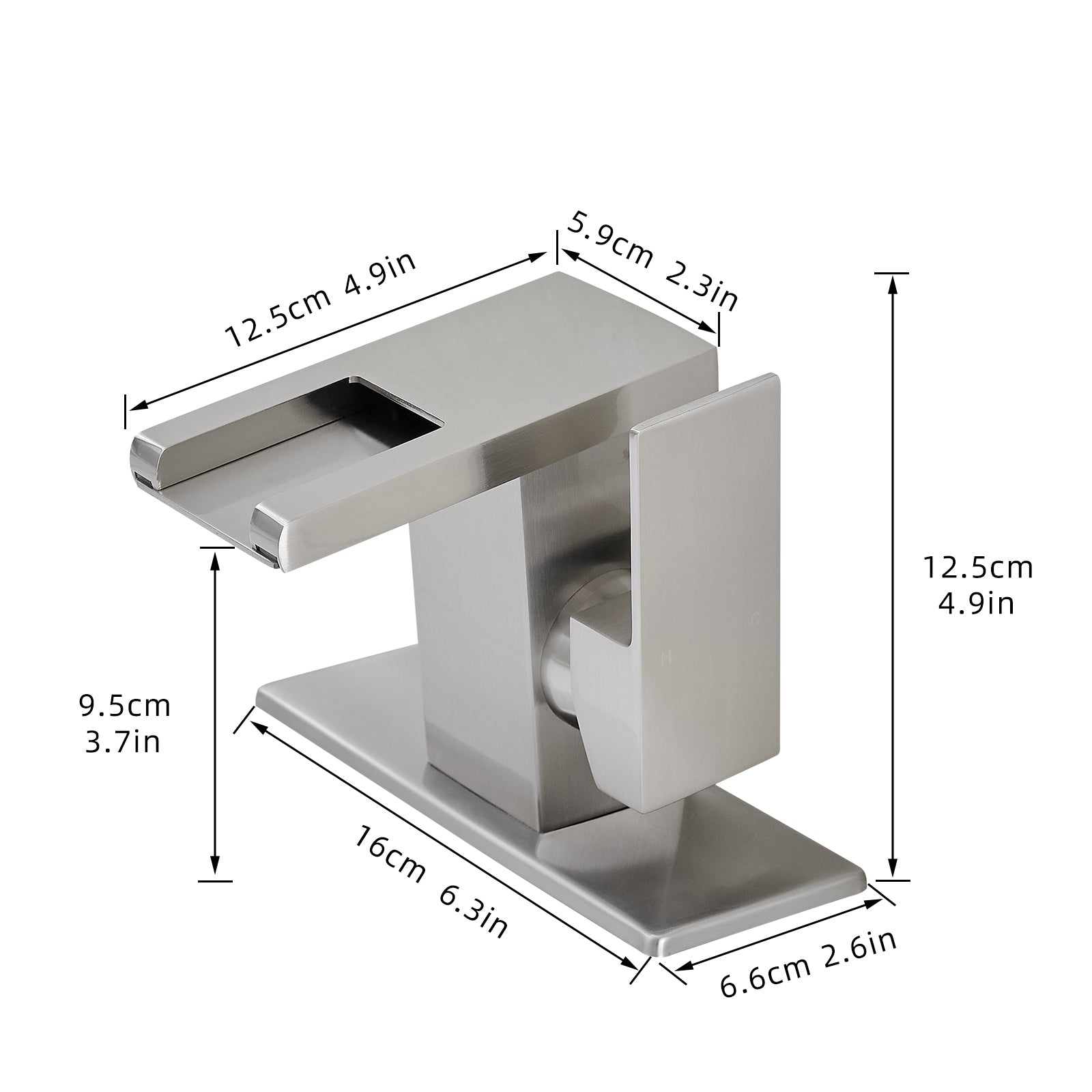 Bathroom Sink Faucet LED Light 3 Colors Changing Waterfall Glass  - Brushed Nickel