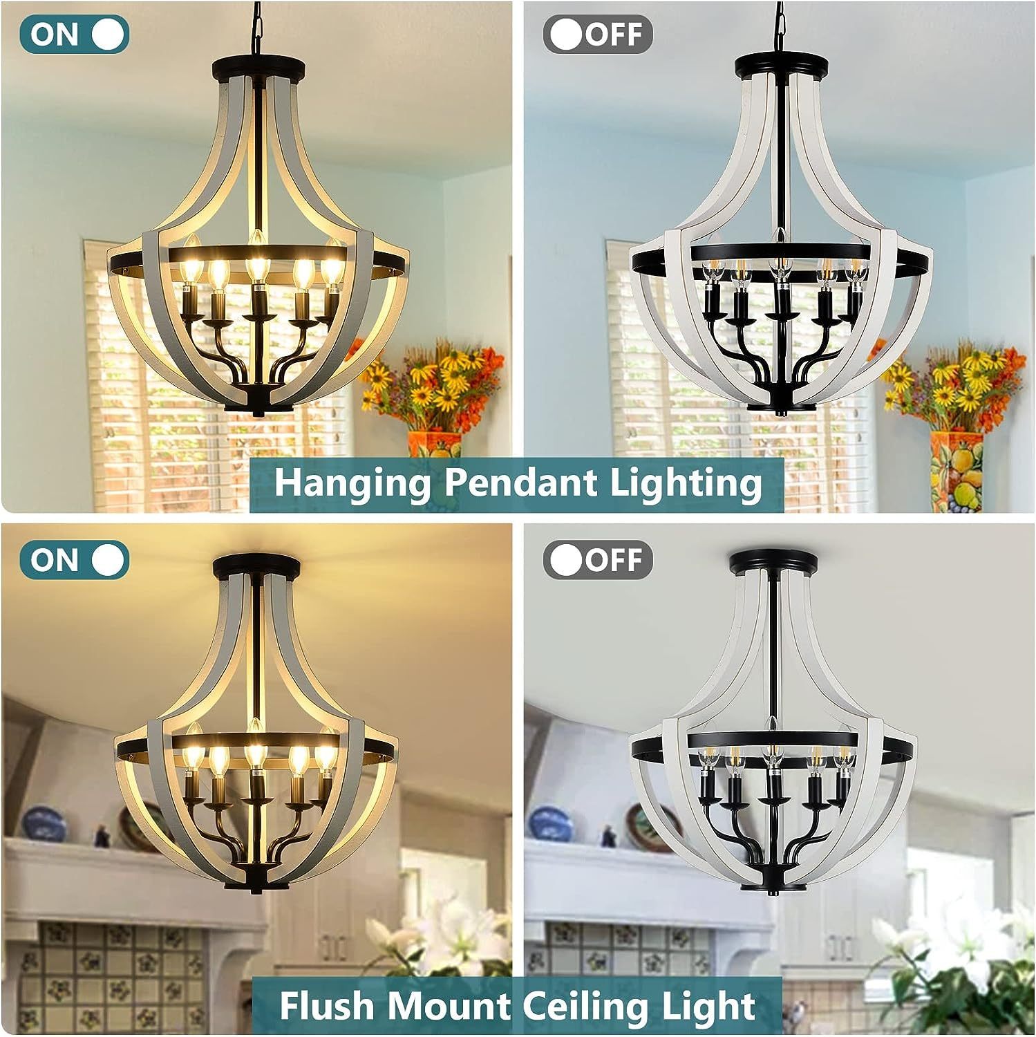 Farmhouse Light Fixtures Chandelier 19"