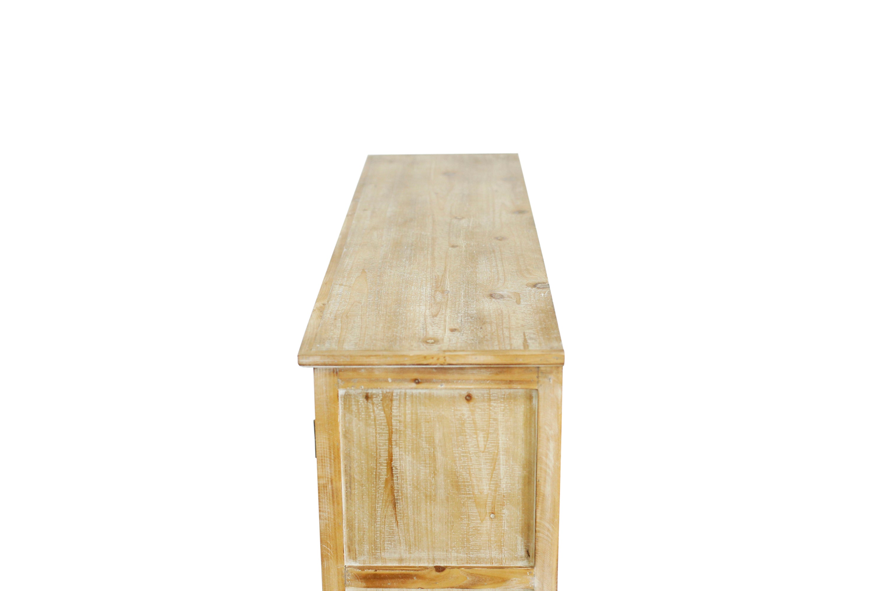 Farmhouse Sideboard Buffet with Storage, Accent Cabinet with 4 Doors, Wood Carved Floral Doors - Natural