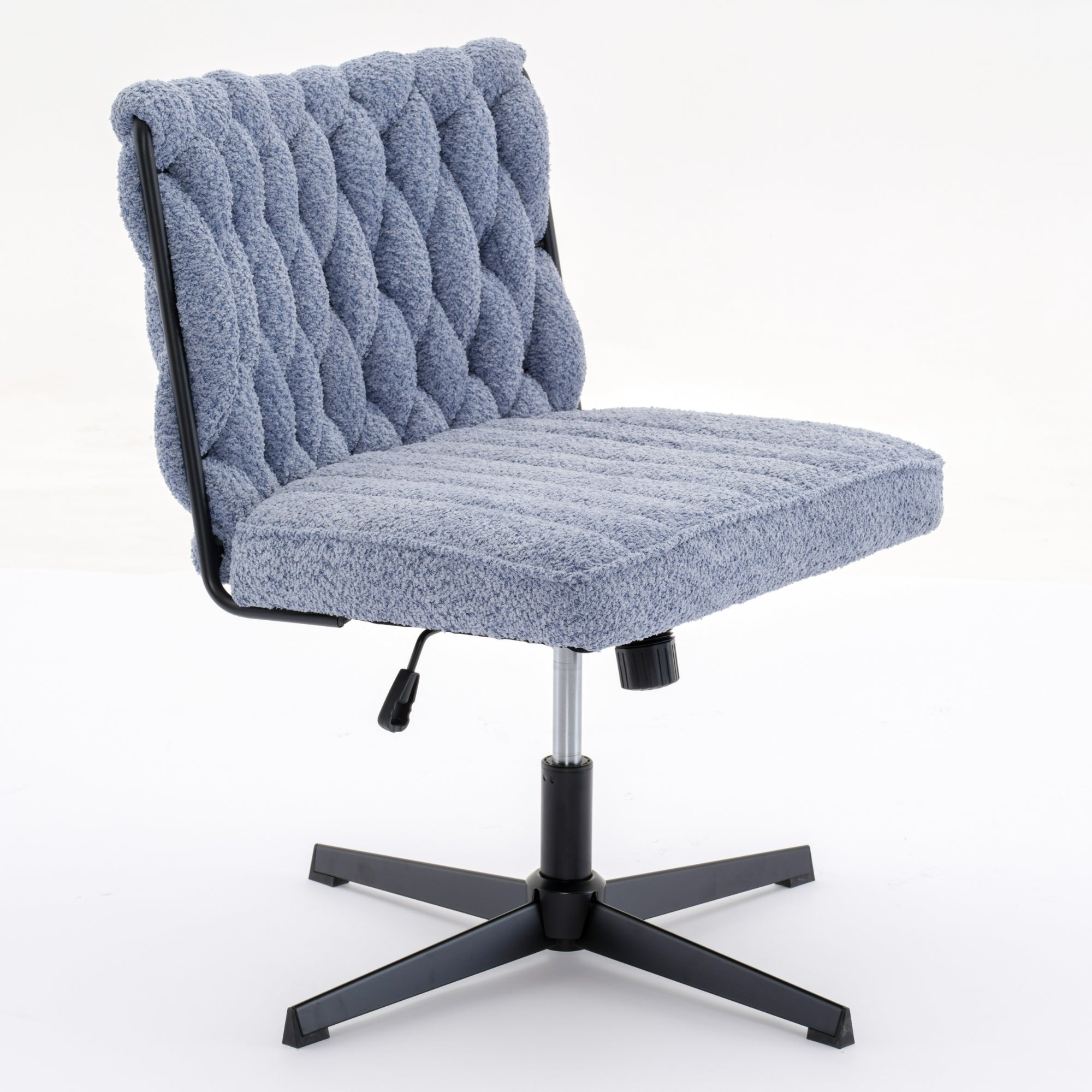 Armless Office Desk Chair No Wheels, Blue