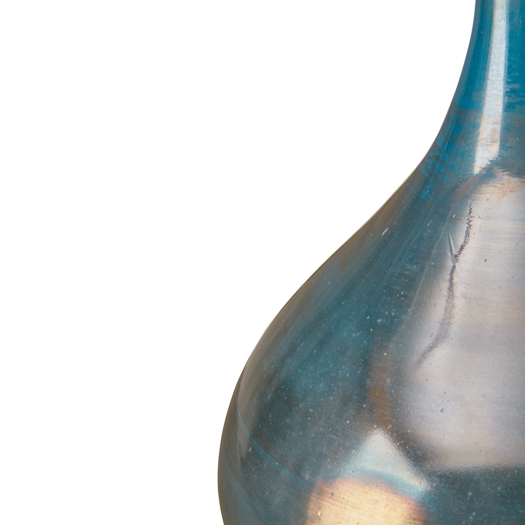 Blue and Bronze Decorative Glass Vases (Set of 3)