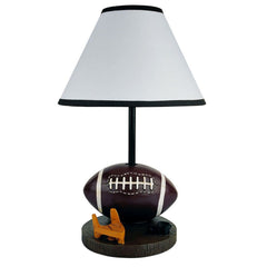 15" Tall Polyresin Accent Table Lamp, Football Shaped, Cone Linen Shade