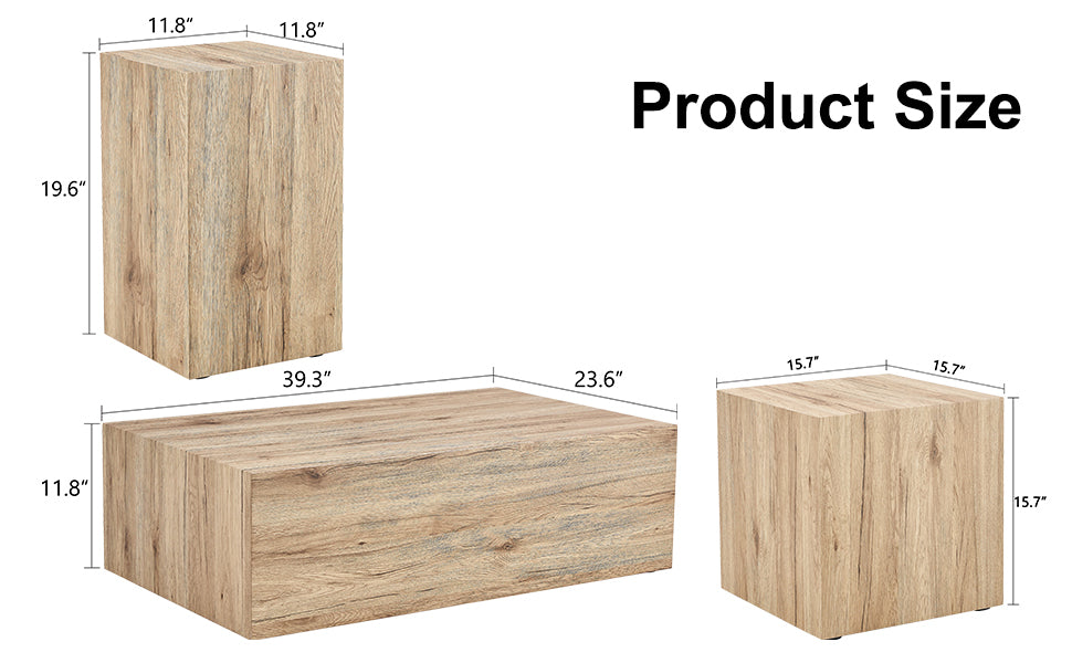 Modern Three-piece Coffee Table Stylish Design Wood