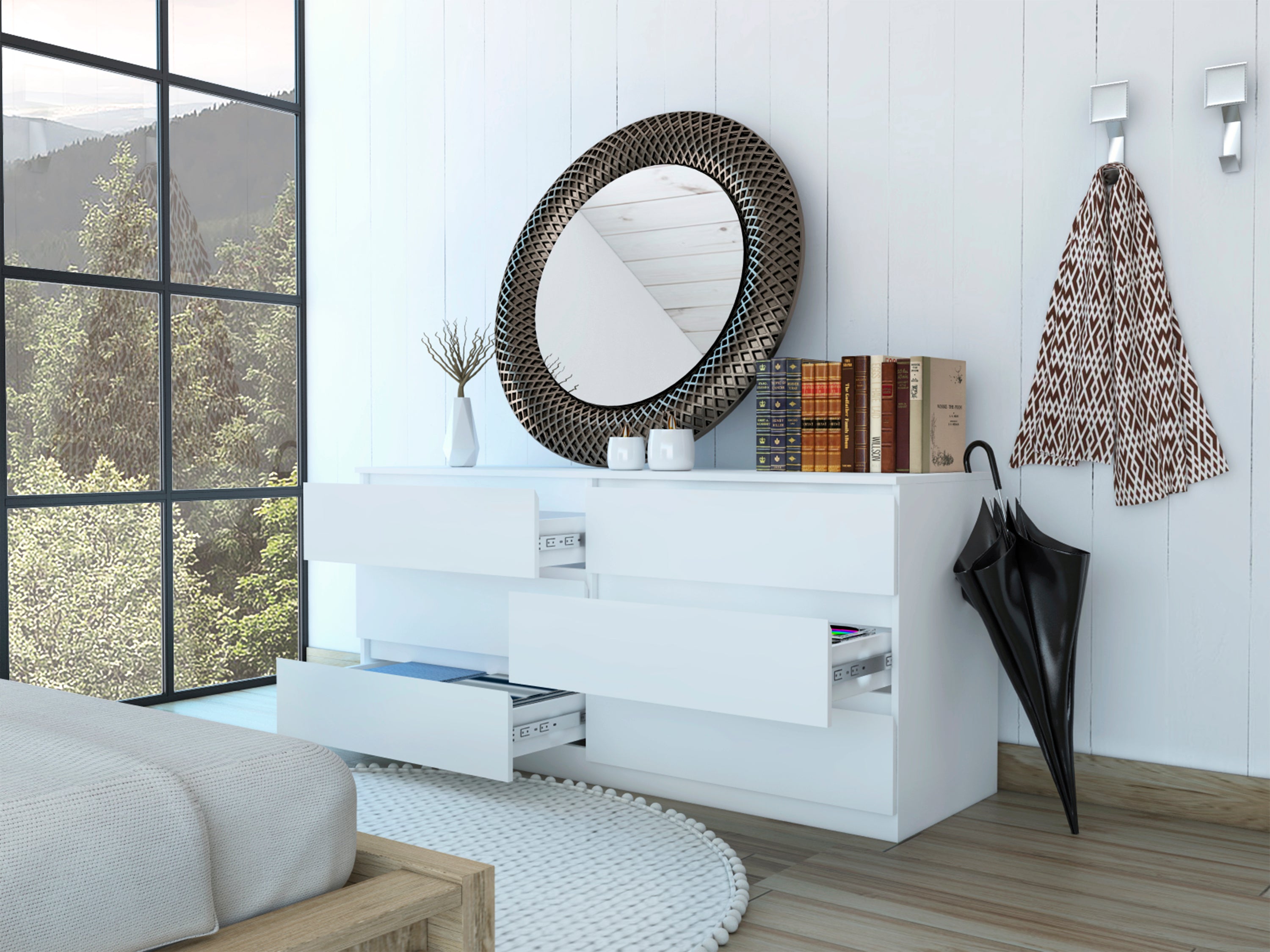 6 Drawer Double Dresser - White