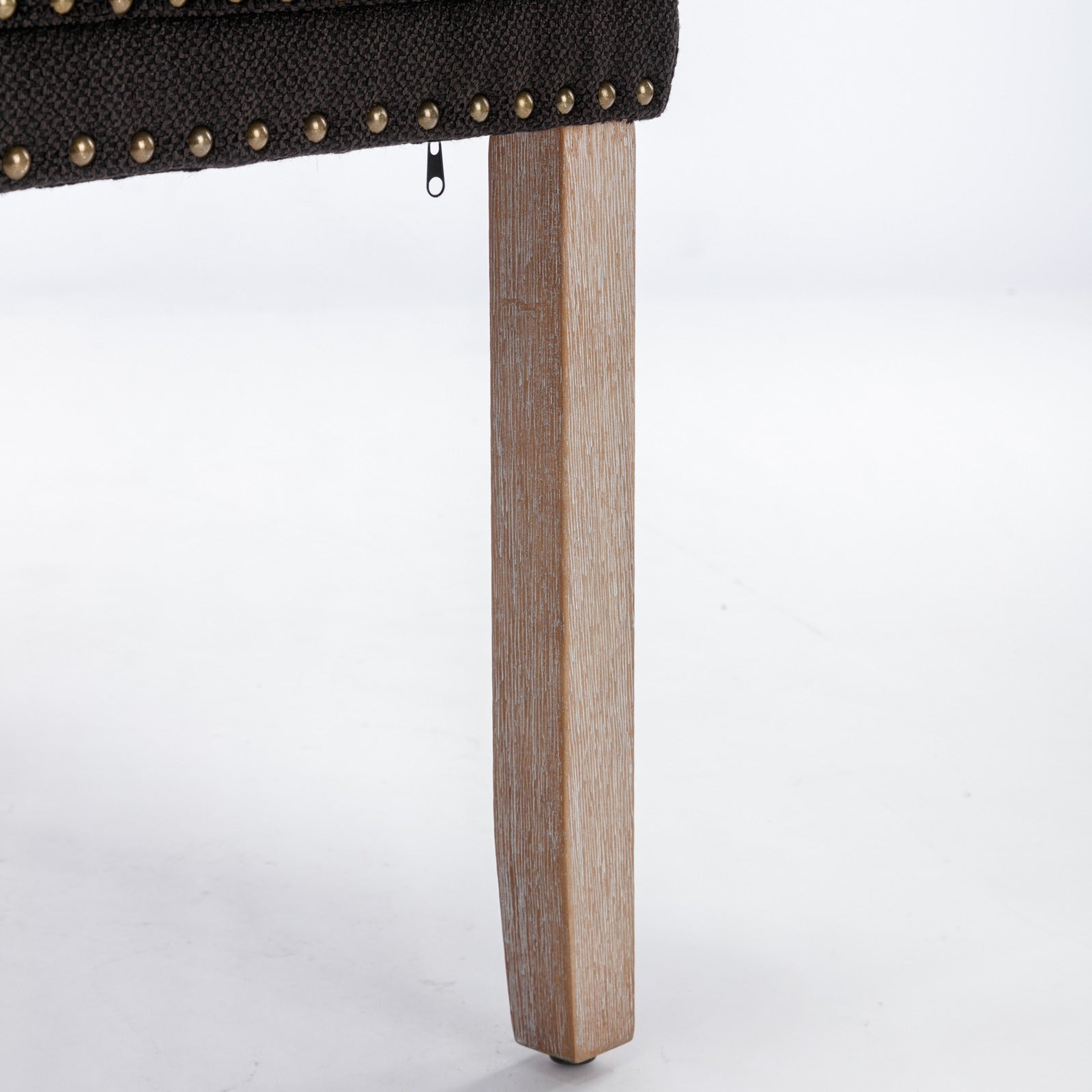 Set of 2 - High-end Tufted Solid Wood Contemporary Flax Upholstered Linen Dining Chair with Wood Legs Nailhead Trim - Black Linen