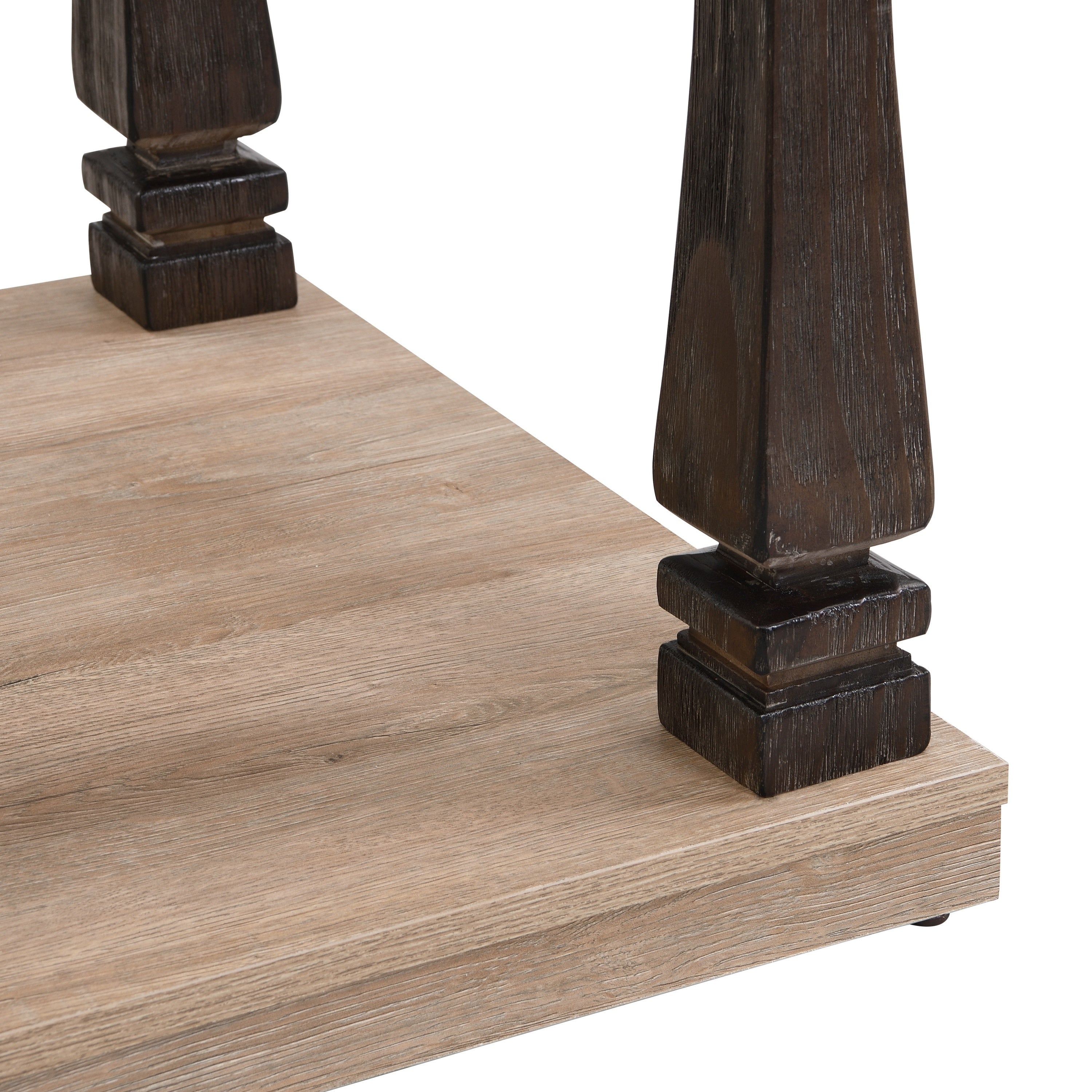 Mid-Century Rectangle End Table for Living Room, Wood Side Table with 2-Tier Storage Shelf - Grey Tabletop