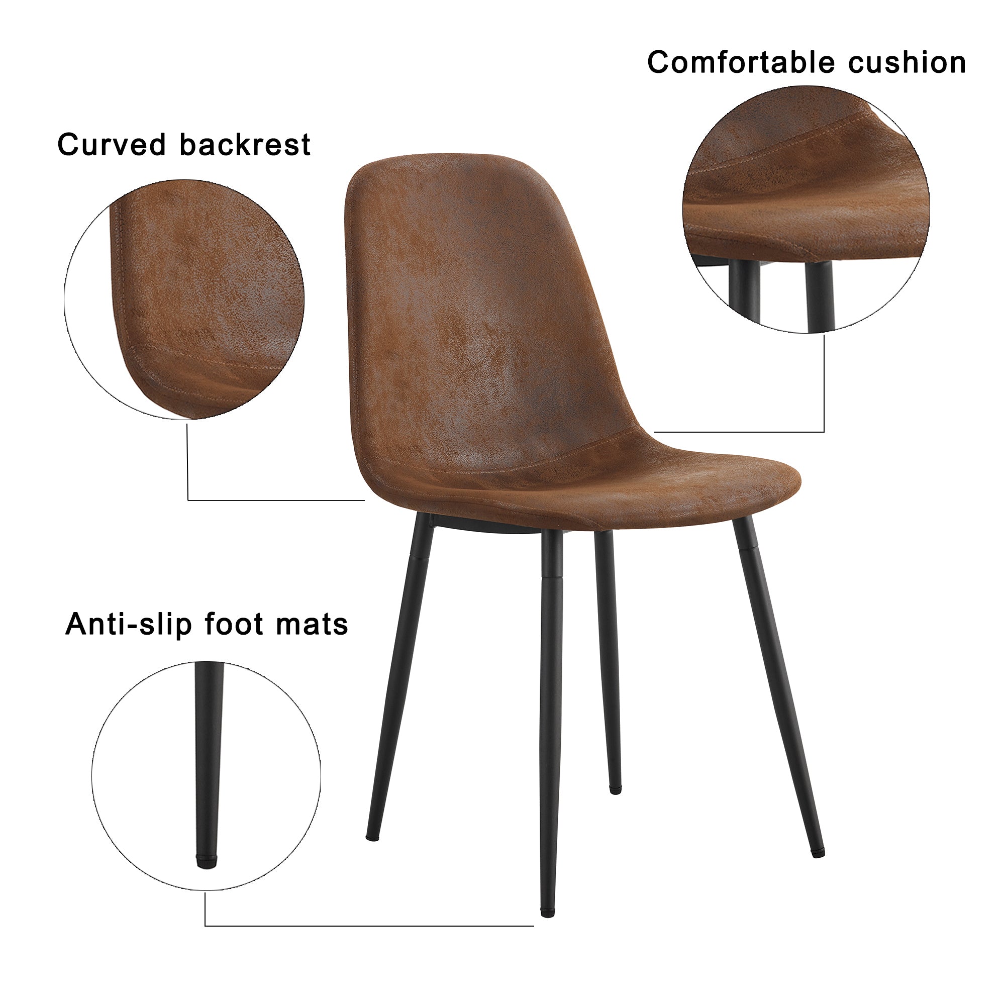 Set of 1 Dining Table and 4 Chairs - MDF rectangular - Brown