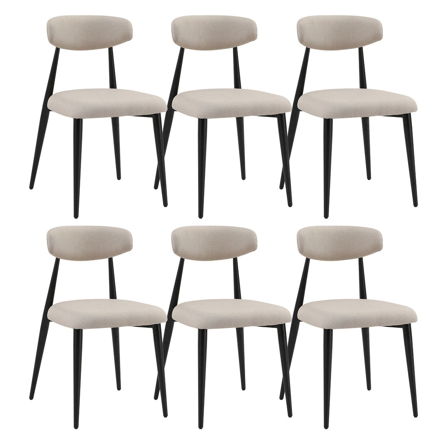 Dining Chairs  Upholstered Chairs with Metal Legs (Set of 6) - Light Grey