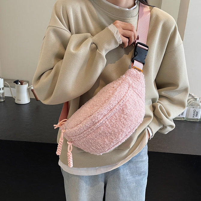 Cozy Sherpa Plush Crossbody Bag Large Capacity