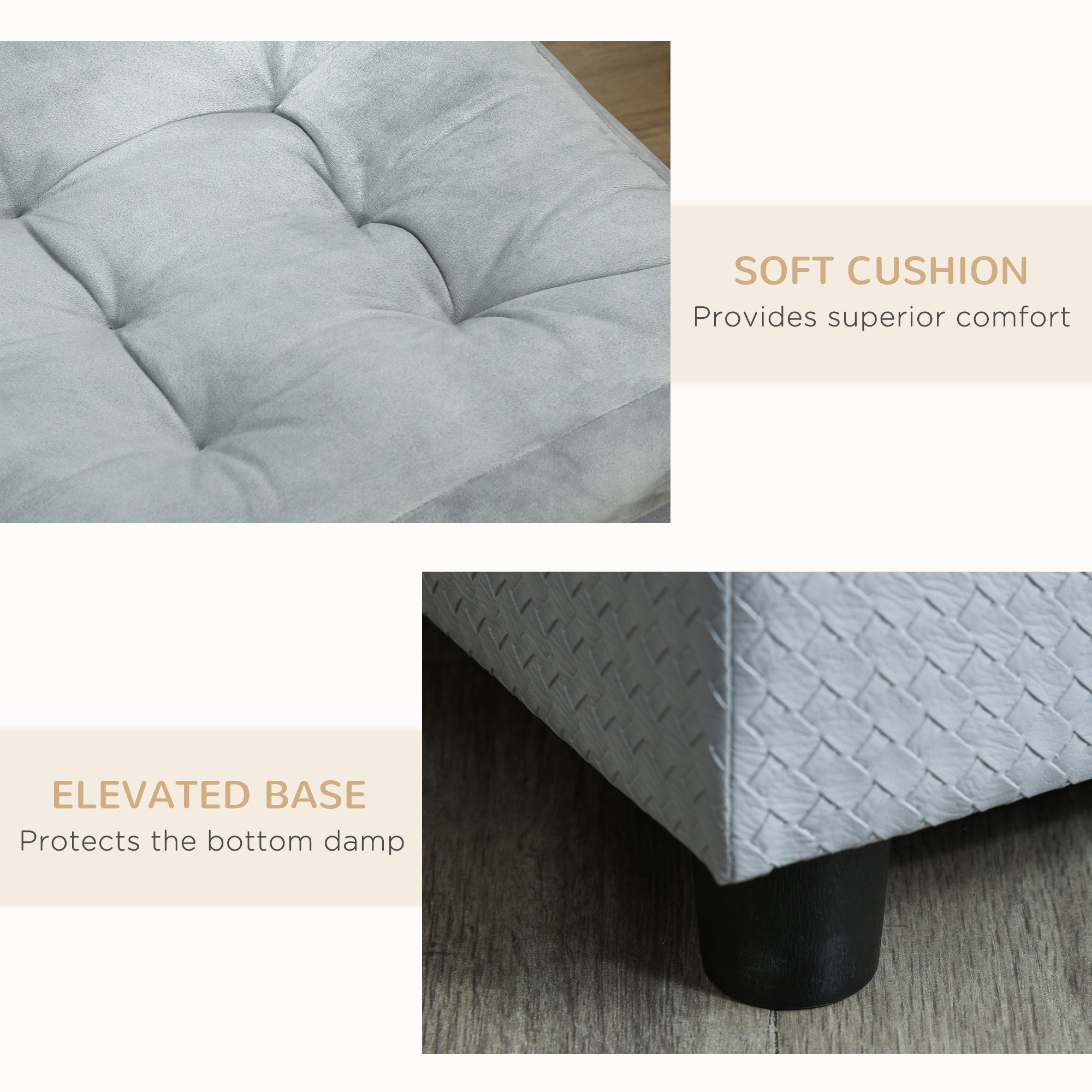 PawHut Luxury Fancy Dog Bed for Small Dogs with Hidden Storage, Gray