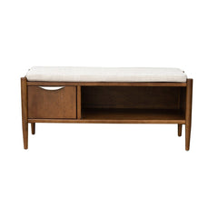 Arcadia Accent Bench with Storage and Upholstered Cushion - Walnut Brown