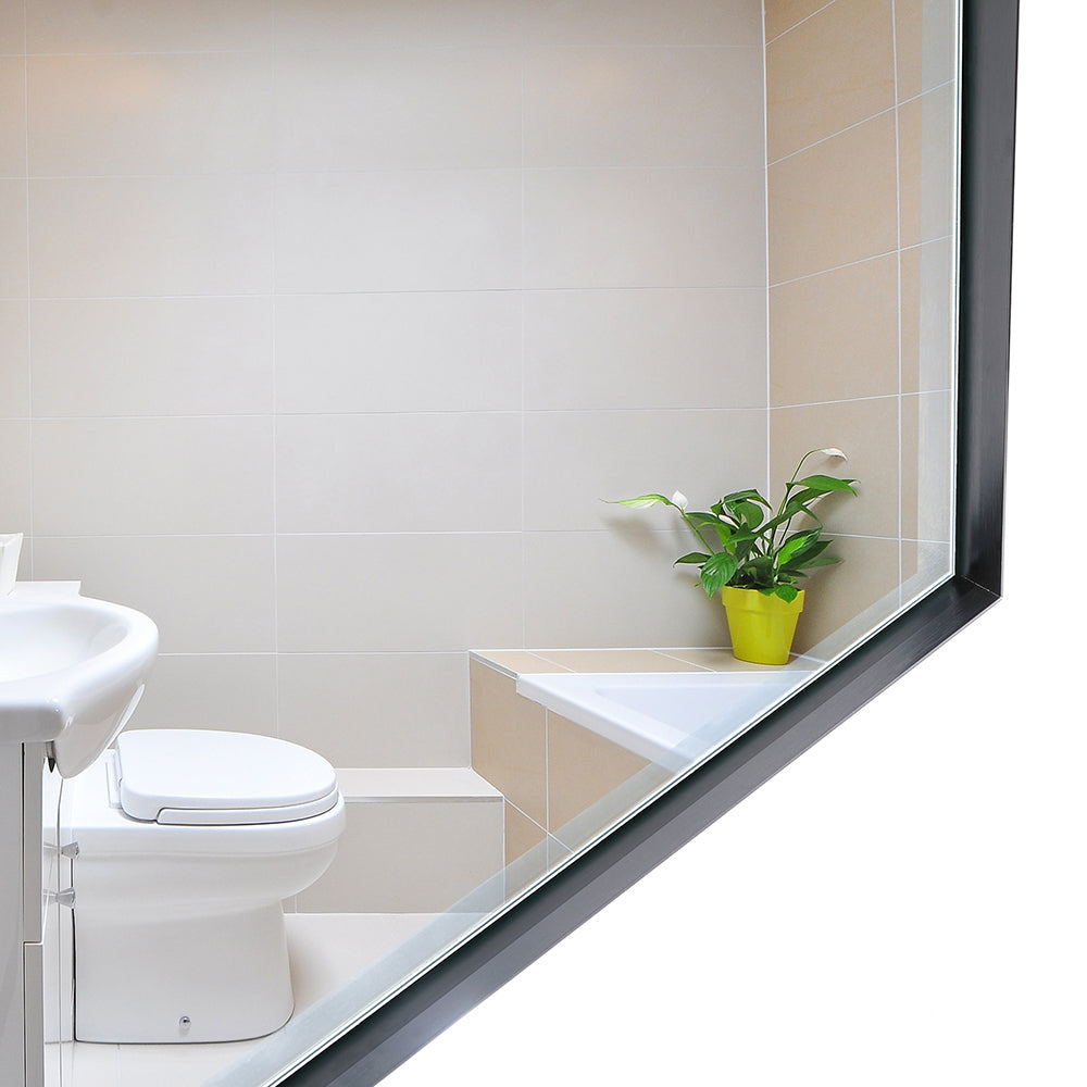 Black Rectangular Bathroom Mirror Square Angle Metal Frame 36x24inch (Horizontal & Vertical)