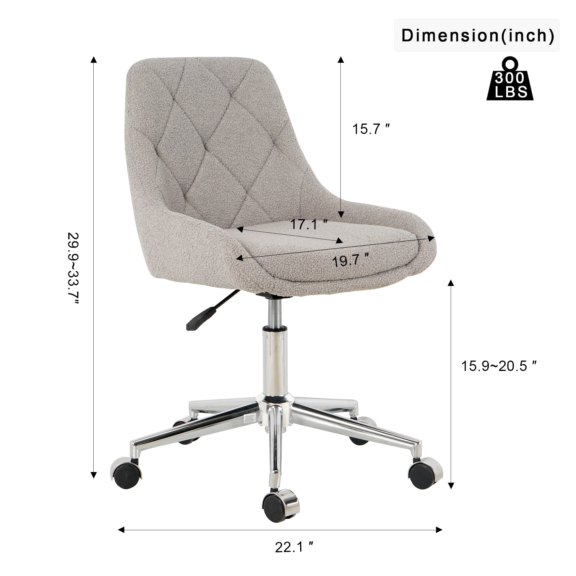 Modern Teddy Fleece Fabric with Chrome Legs - Grey