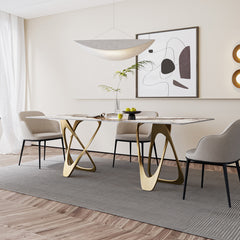 Modern Brilliant Sintered Stone Dining Table 63x35.4x29.5inch