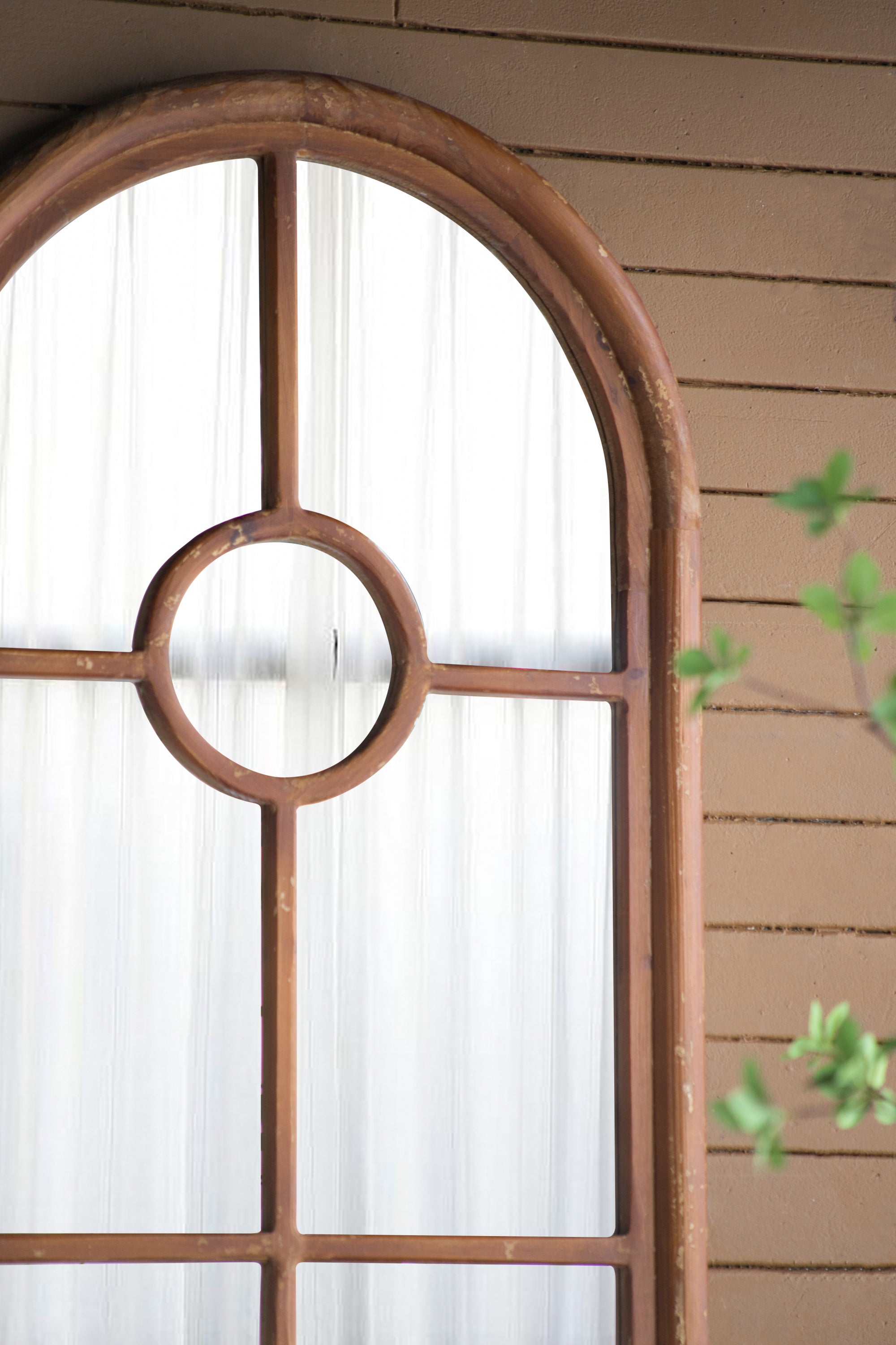 Half-Round Elongated Mirror with Decorative Window Look Classic Architecture 24x79"