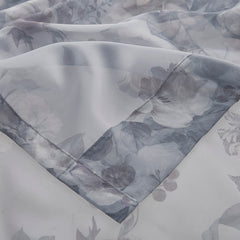 Printed Floral Rod Pocket and Back Tab Voile Sheer Curtain - Grey