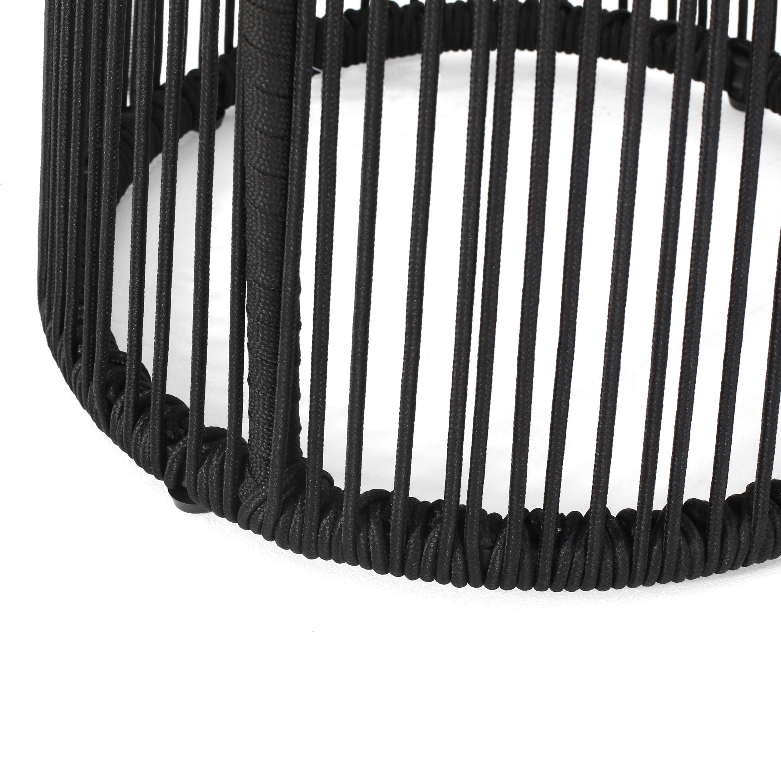 Boho Woven Rope Side Table - Black