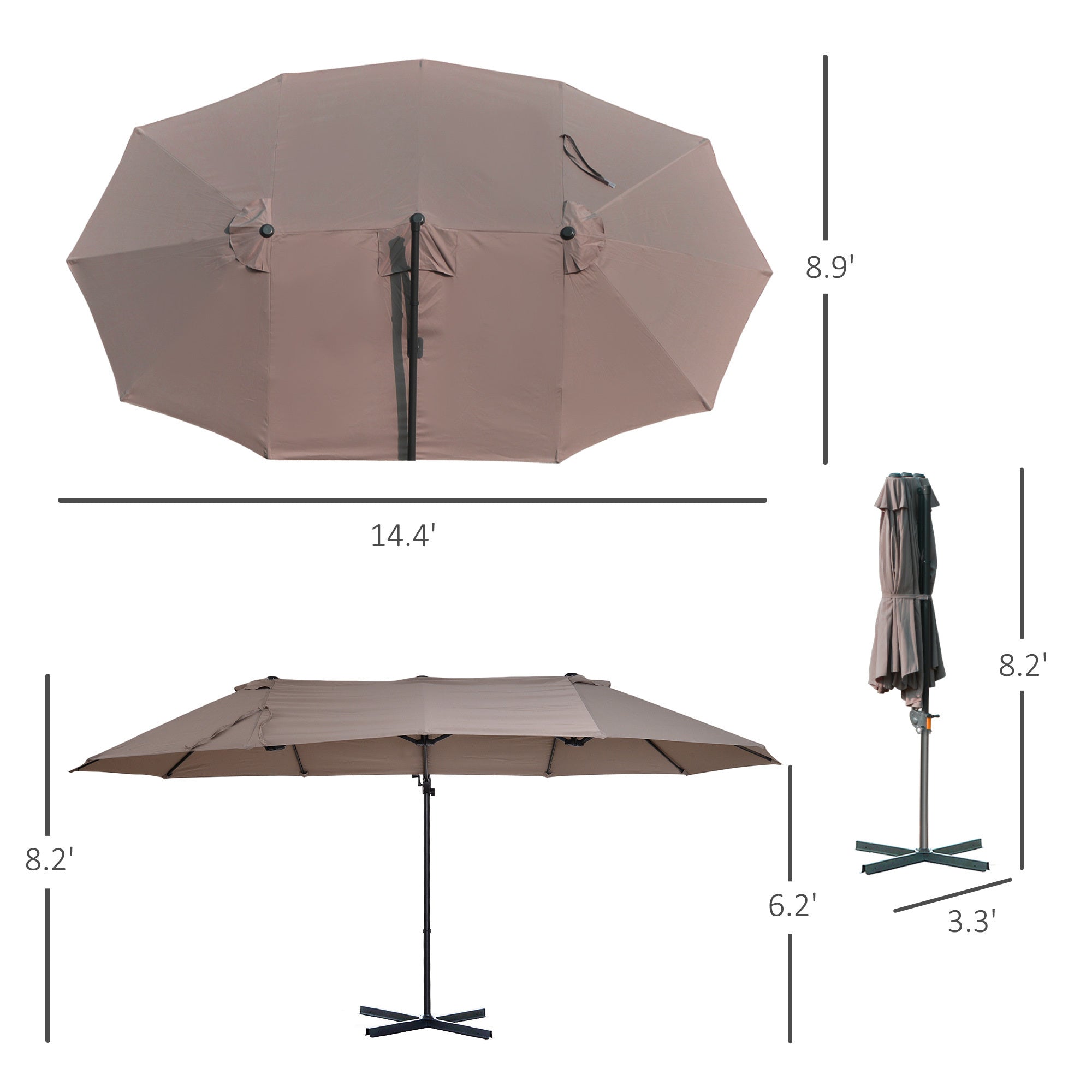 14ft Patio Umbrella Double-Sided Outdoor Market Extra Large Umbrella w MAICOSY 14ft Patio Umbrella Double-Sided Outdoor Market Extra Large Umbrella w MAICOSY
