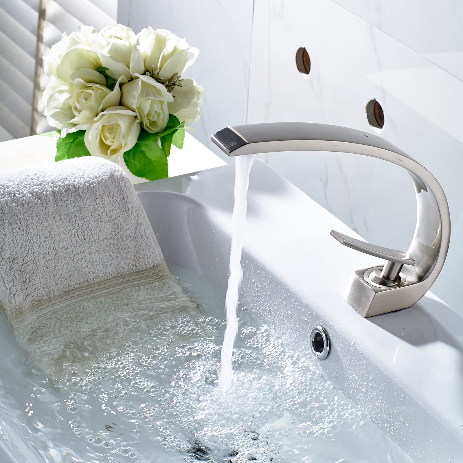 Contemporary Brushed Nickel Bathroom Faucet