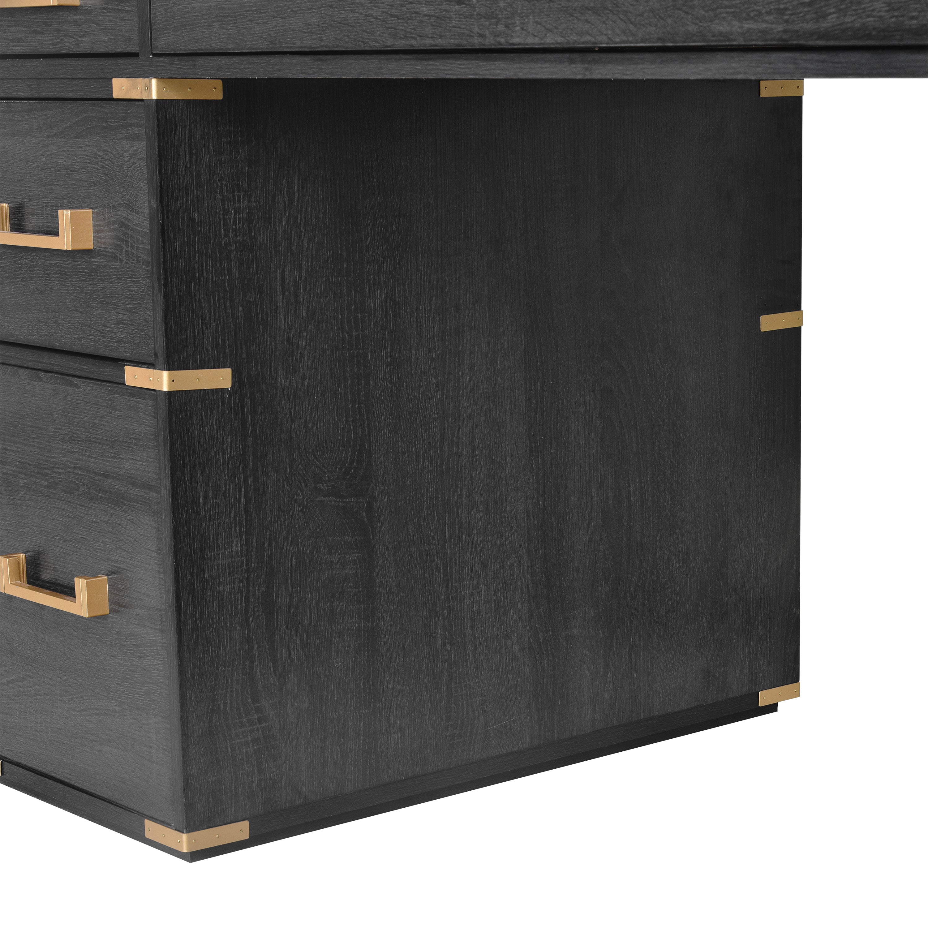 70"Classic and Traditional Executive Desk with Metal Edge Trim - Black