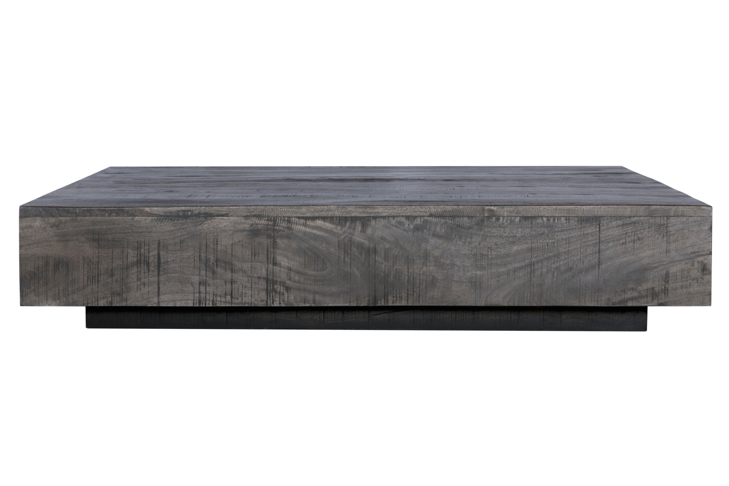 Charcoal Finish Solid Wood Low Profile Rough Coffee Table