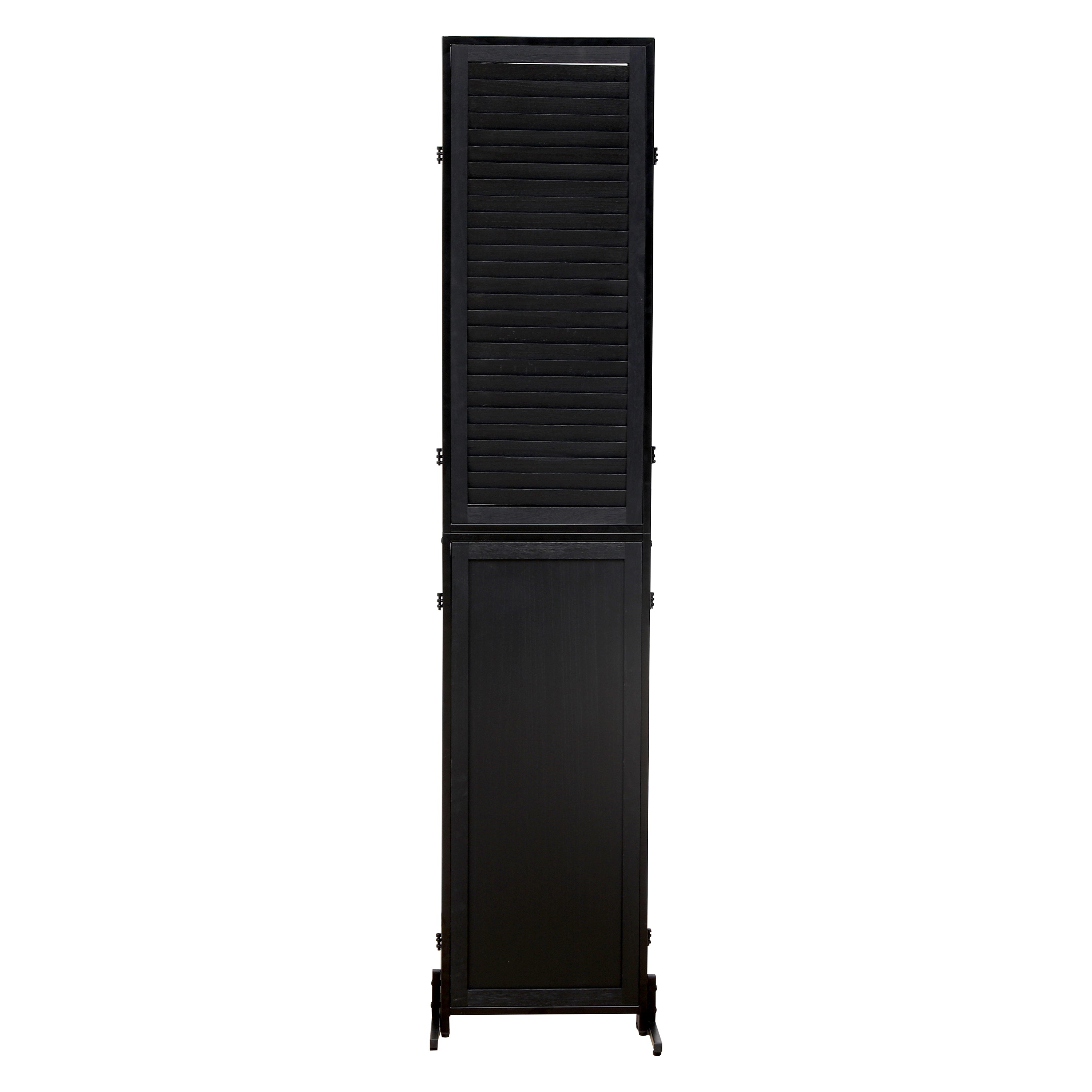 3 Panel Room Divider 6Ft Wood - Black