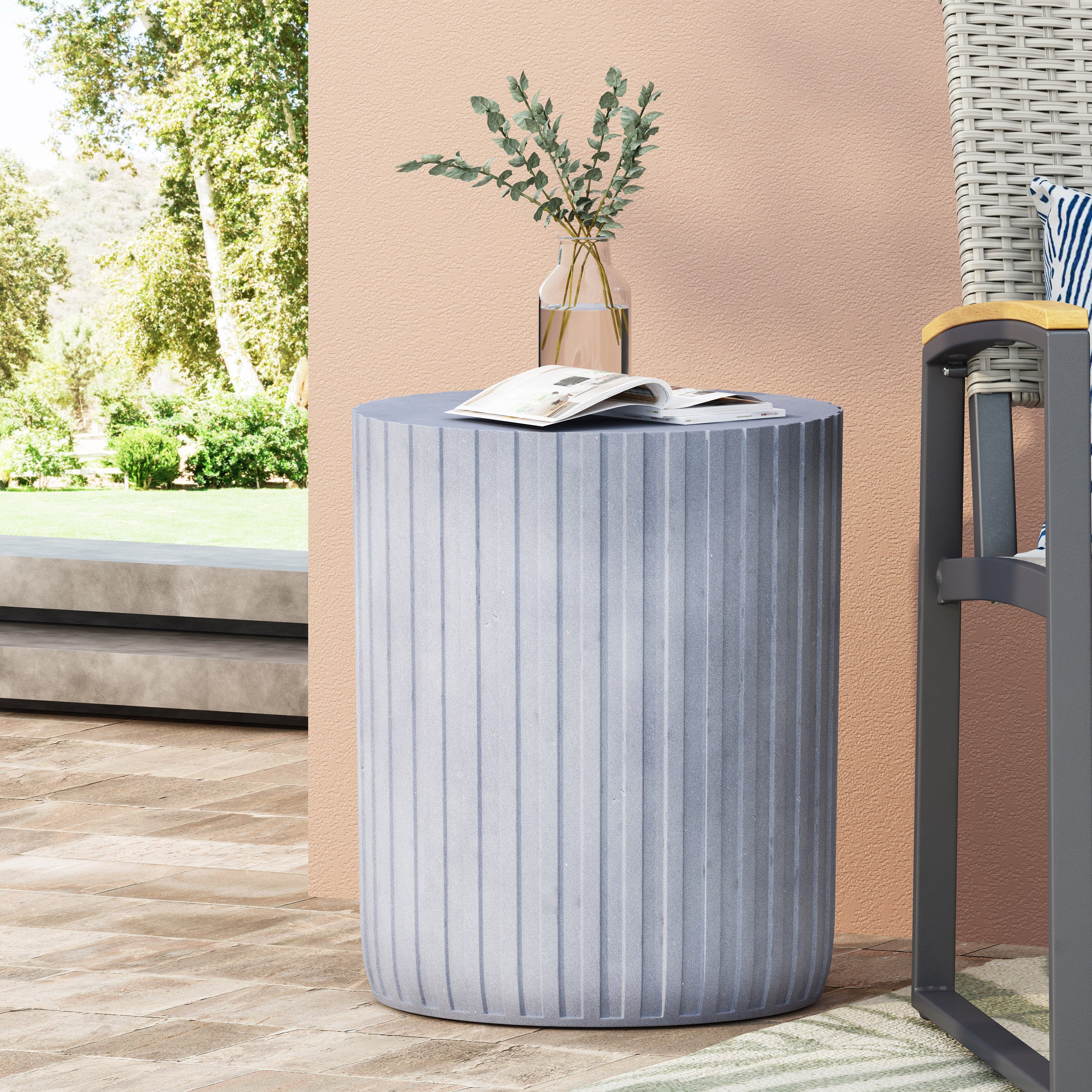 Lightweight Concrete Side Table - Indoor or outdoor - Light Blue