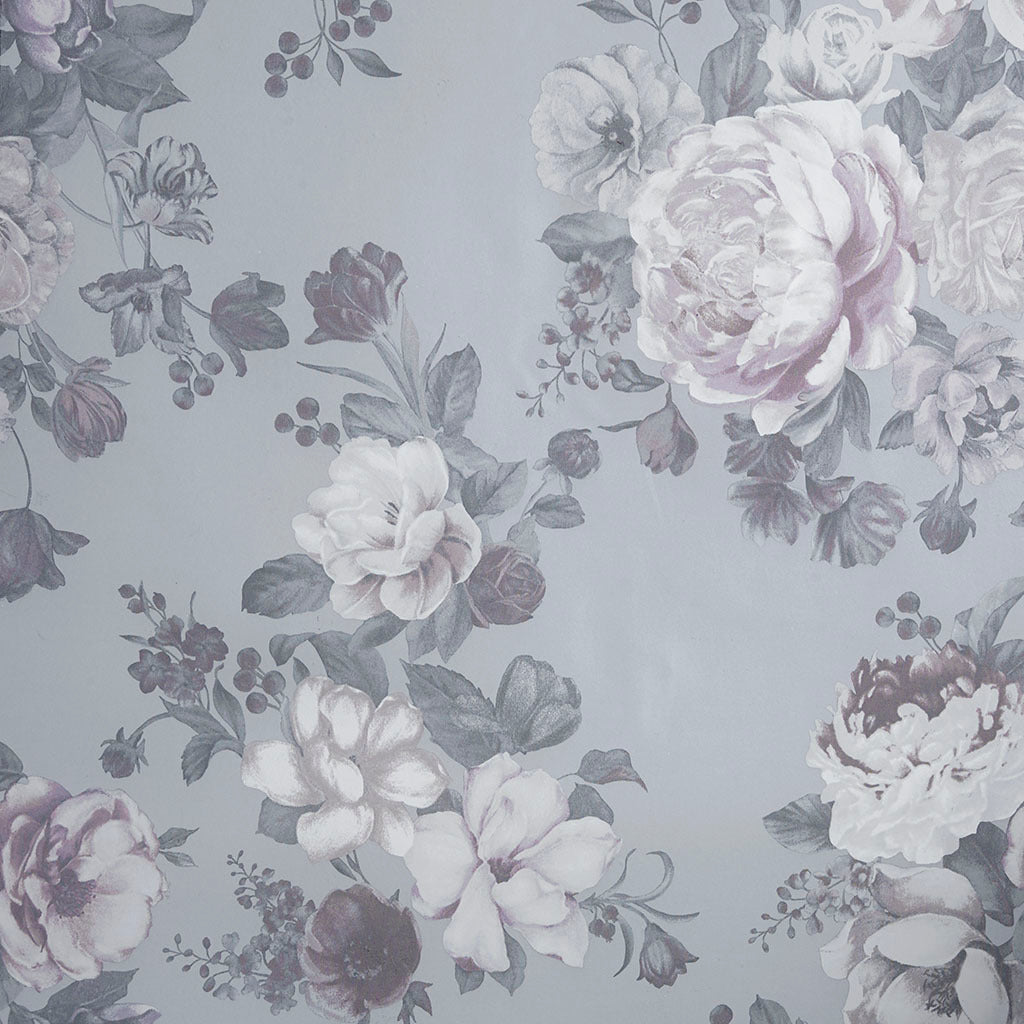 Printed Floral Twist Tab Top Voile Sheer Curtain - Grey