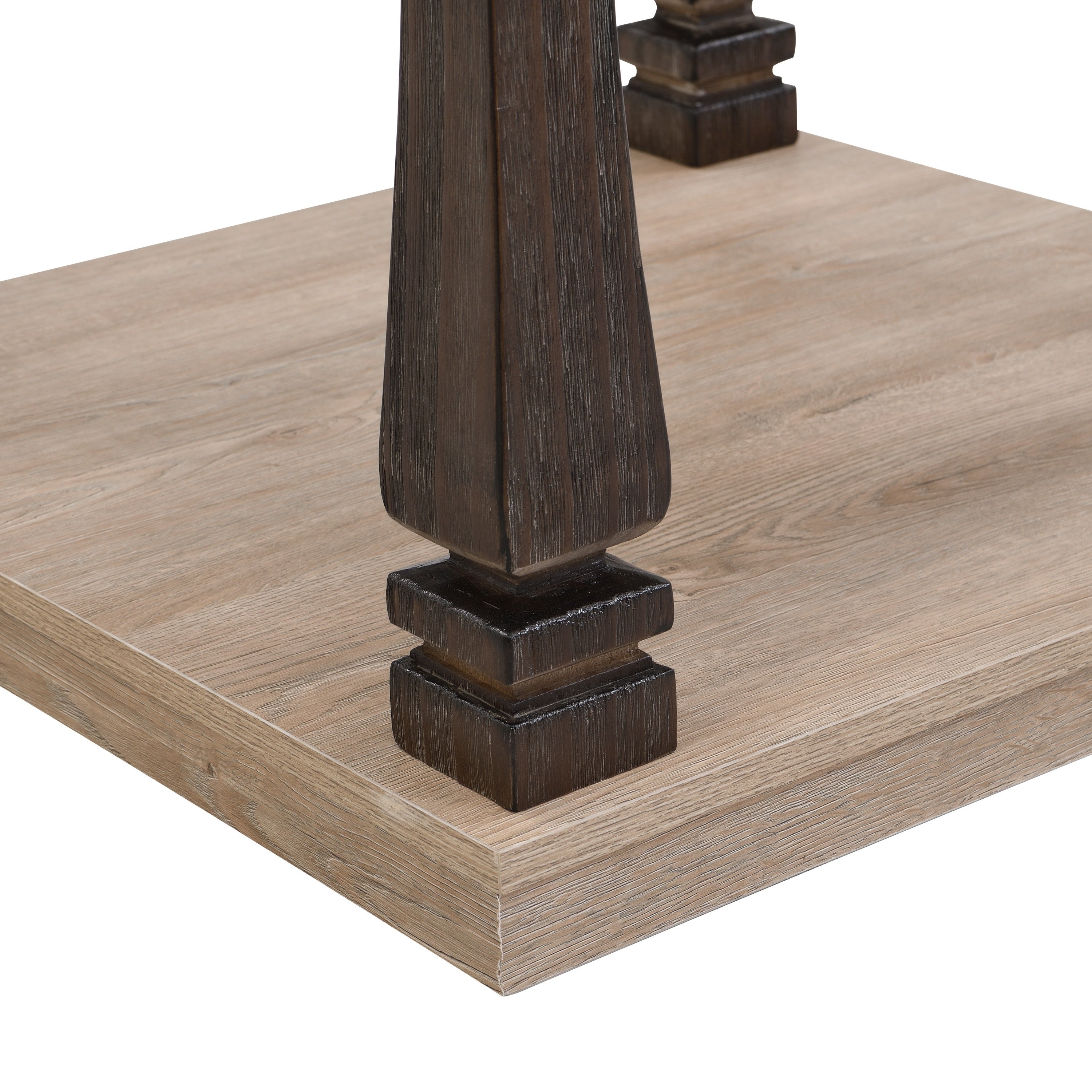Mid-Century Rectangle End Table for Living Room, Wood Side Table with 2-Tier Storage Shelf - Grey Tabletop